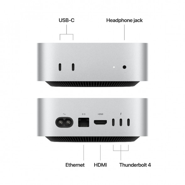 Компьютер Apple Mac mini M4 2024 (MU9E3) (10 Core GPU, 16ГБ, 512ГБ SSD, Apple, macOS), серебристый в Томске